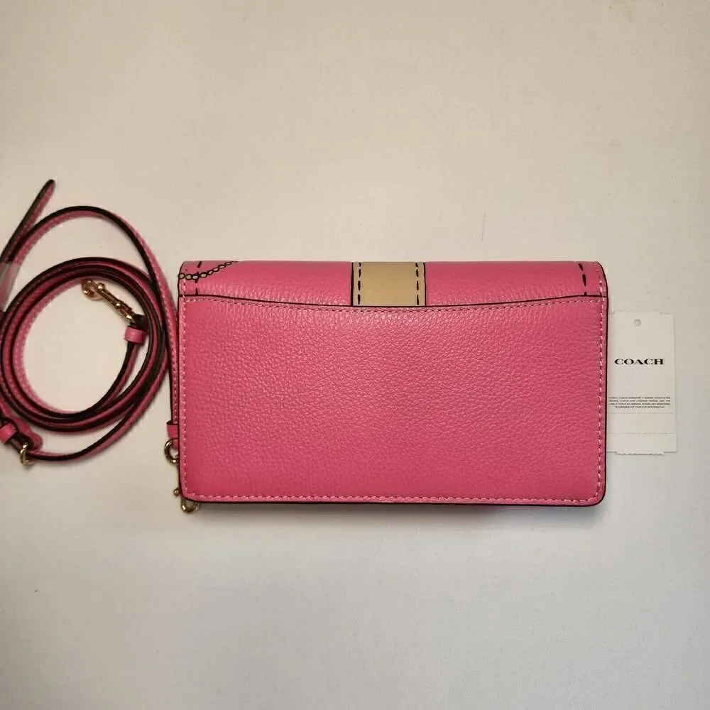 NWT Coach CH181 Anna Foldover Clutch Crossbody With Trompe L'oeil Print